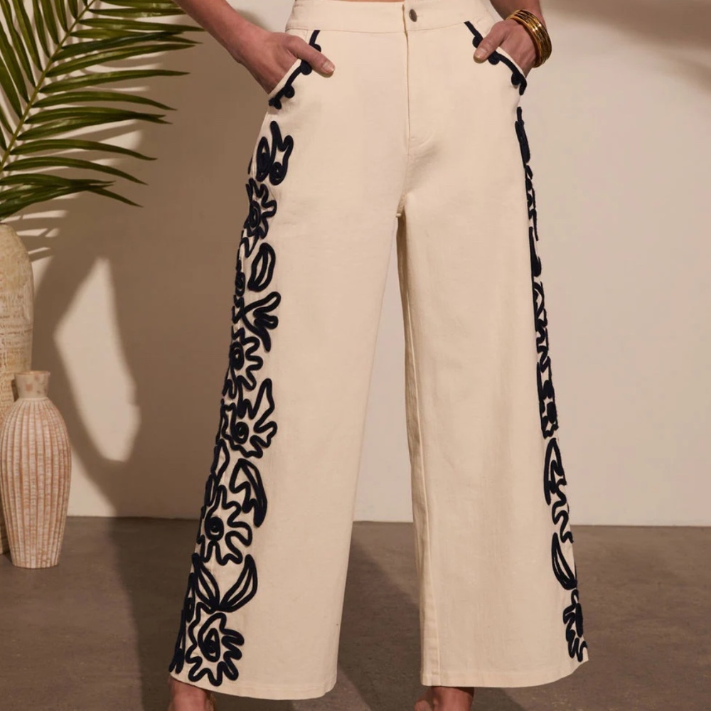 VICI Emmerson Embroidery Wide Leg Denim